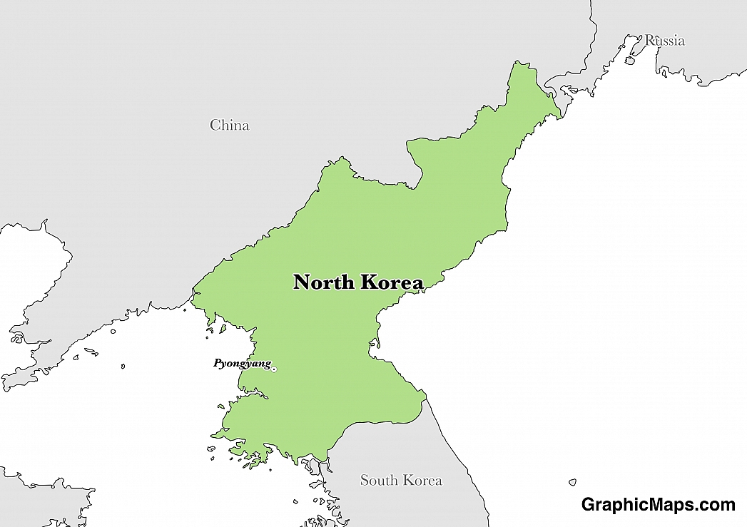 Map showing the location of North Korea