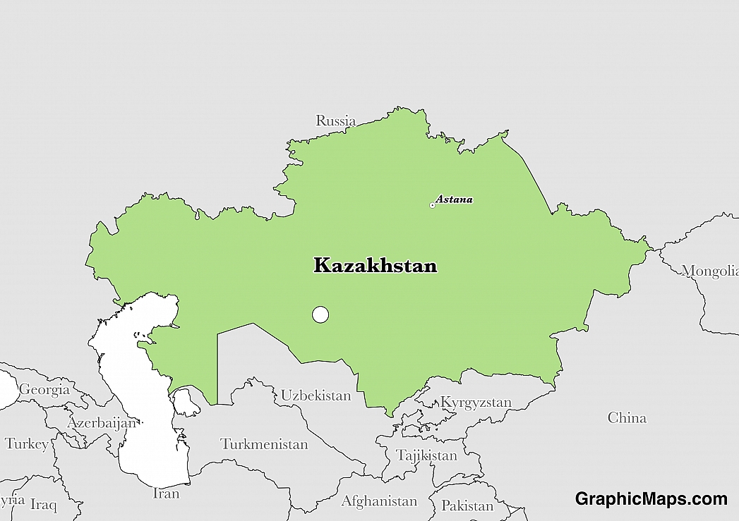 Map showing the location of Kazakhstan