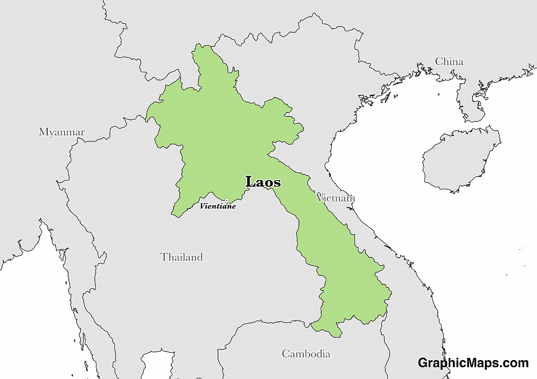 Map showing the location of Laos