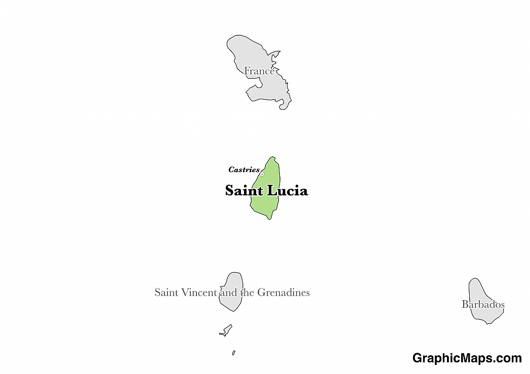 Map showing the location of Saint Lucia