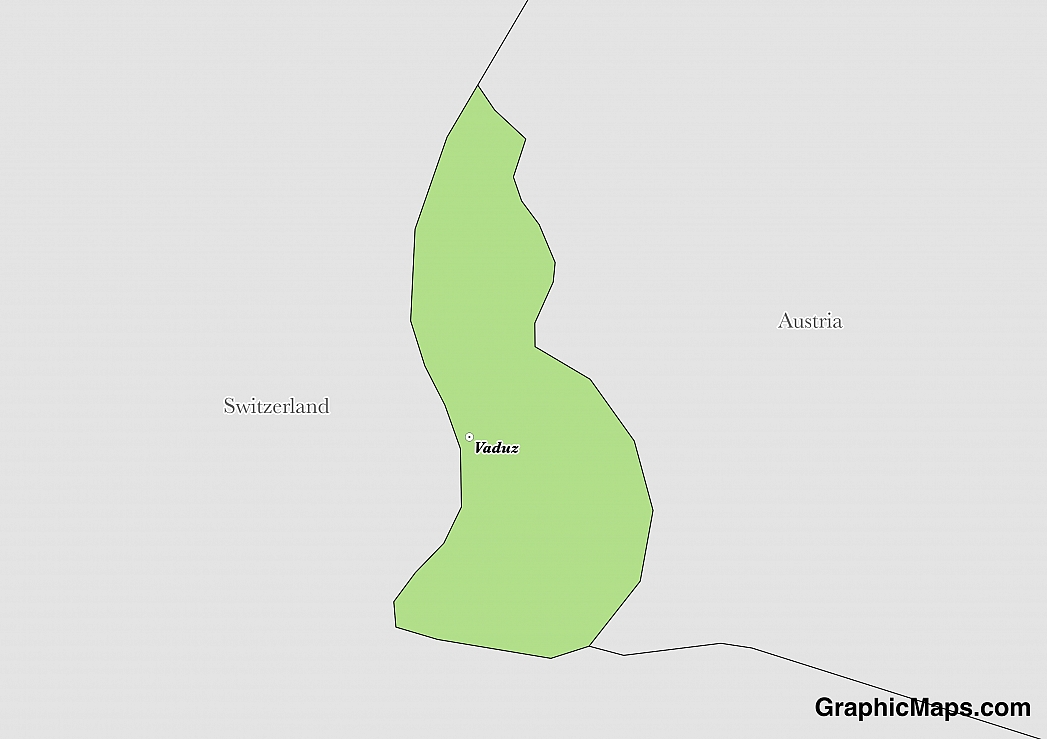 Map showing the location of Liechtenstein
