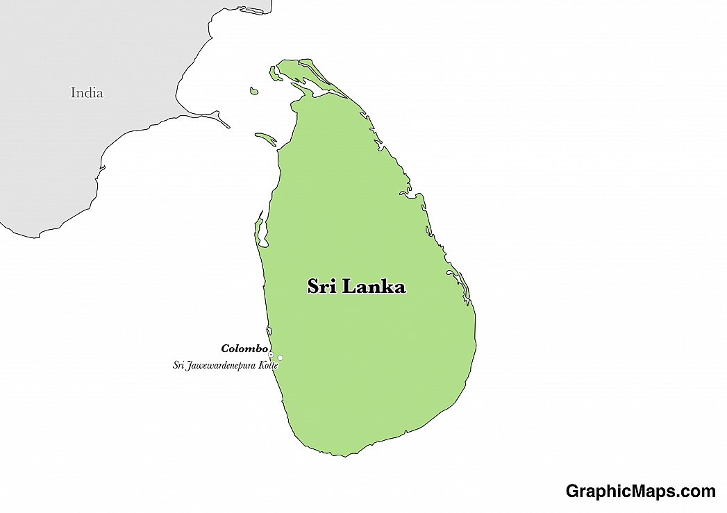 Map showing the location of Sri Lanka