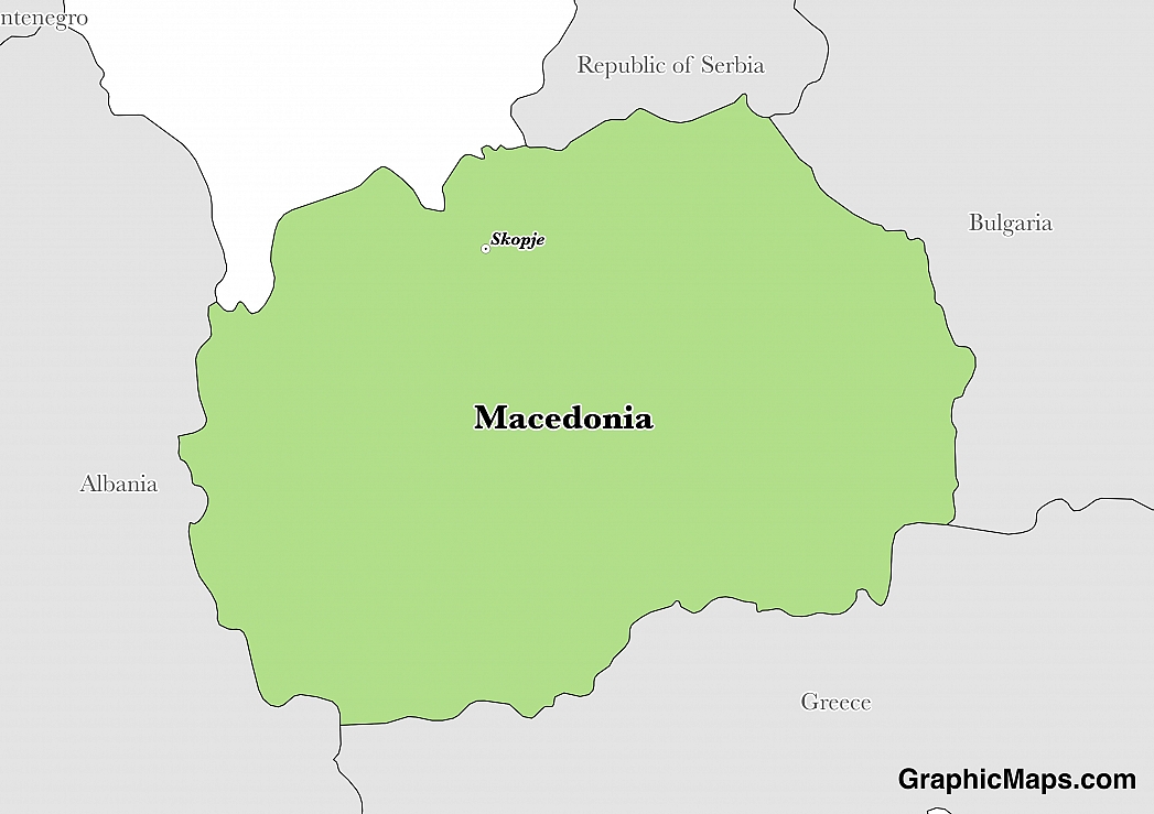 Map showing the location of Macedonia