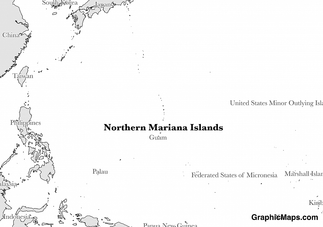 Map showing the location of Northern Mariana Islands