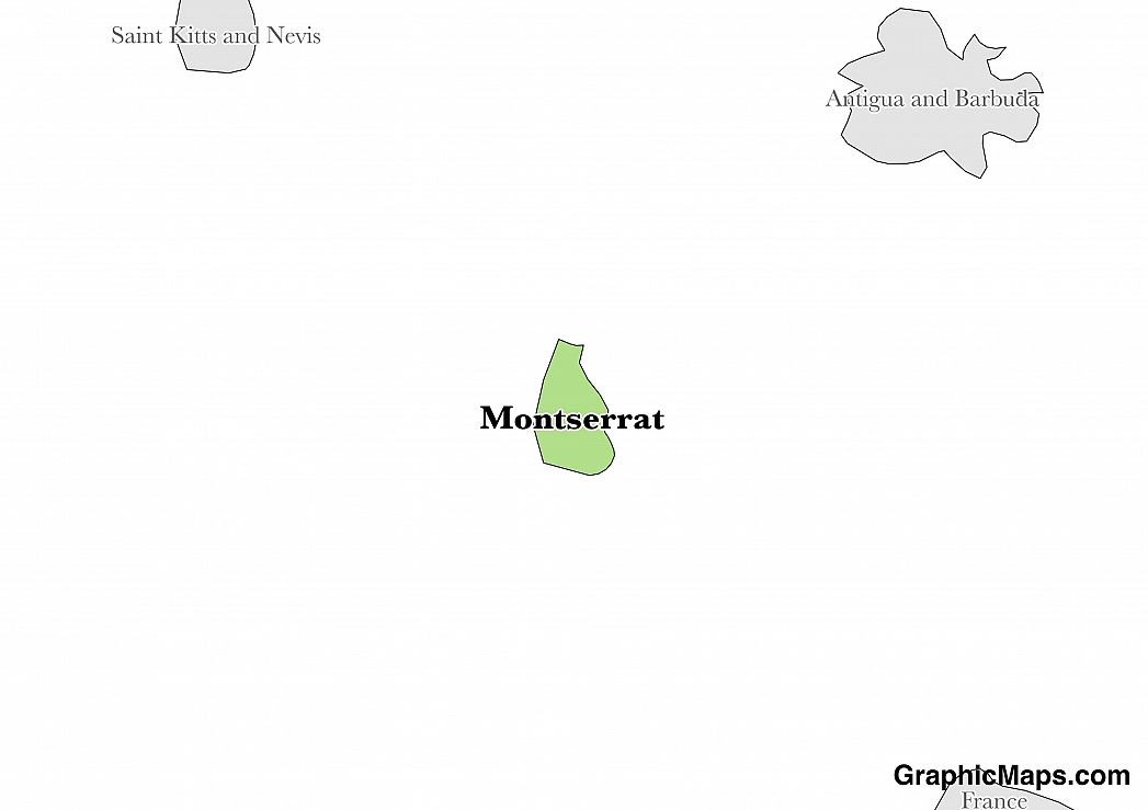 Map showing the location of Montserrat