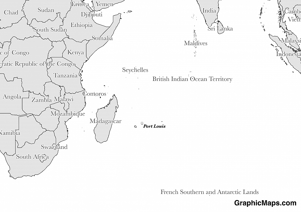 Map showing the location of Mauritius