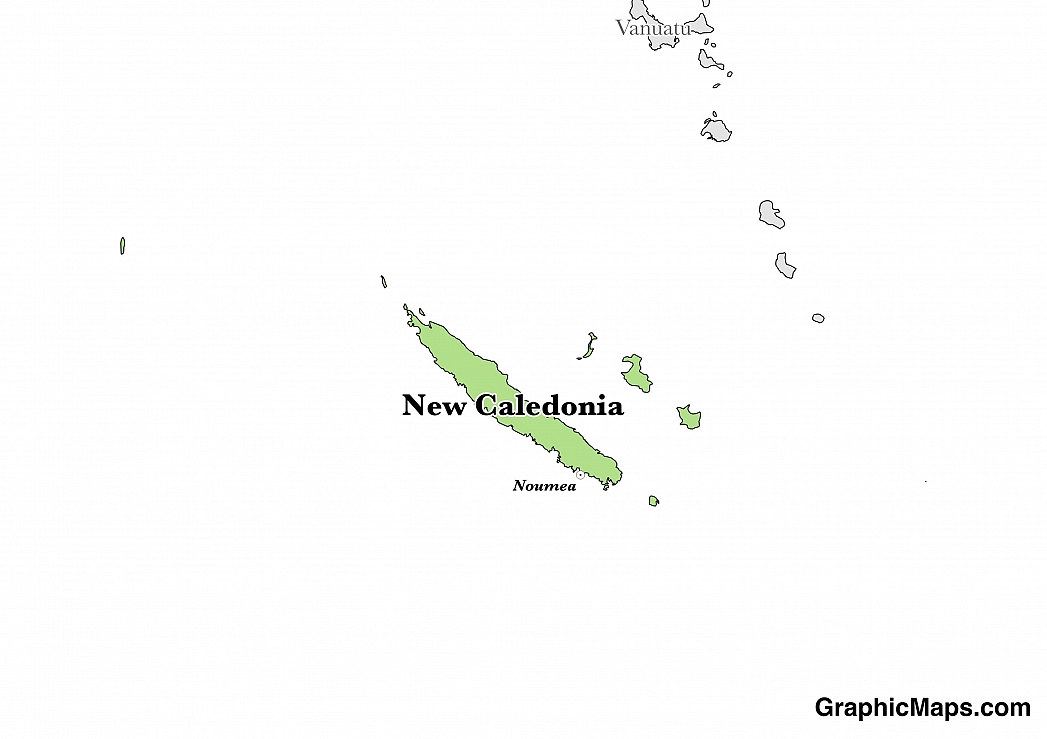 Map showing the location of New Caledonia