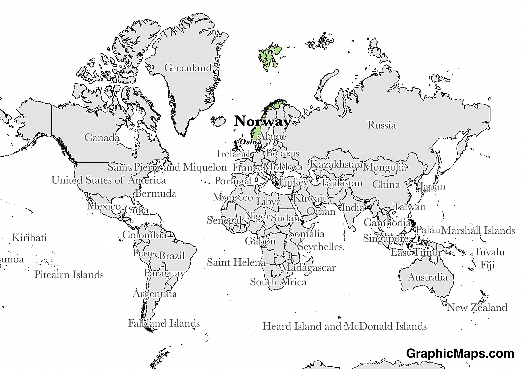 Map showing the location of Norway