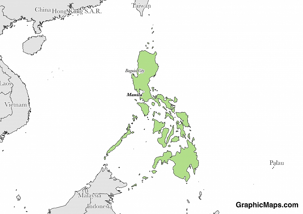 Map showing the location of Philippines