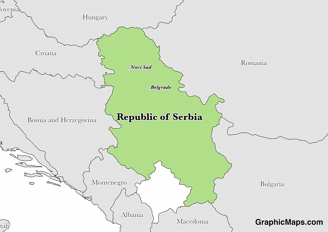 Map showing the location of Serbia