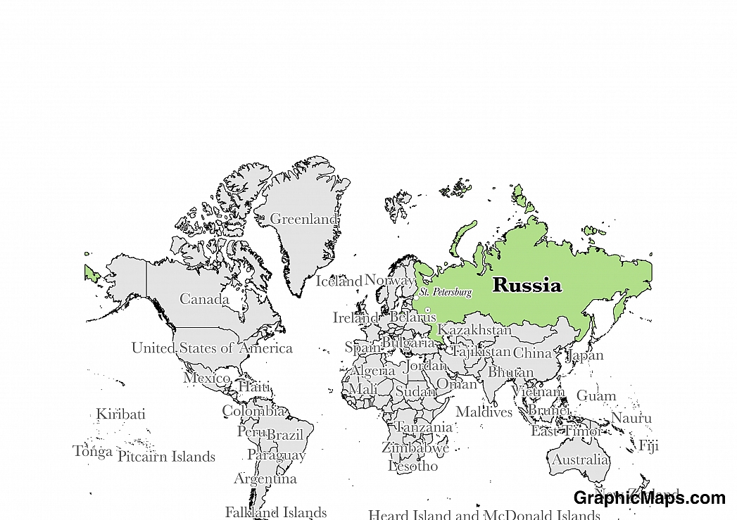 Map showing the location of Russia