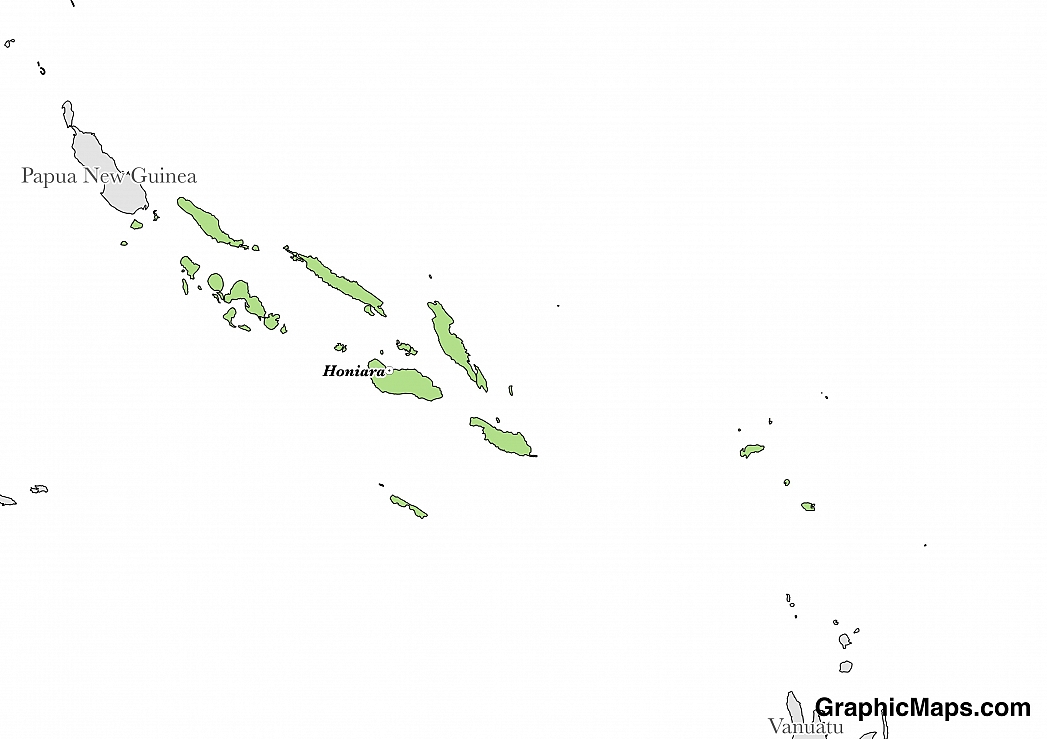 Map showing the location of Solomon Islands
