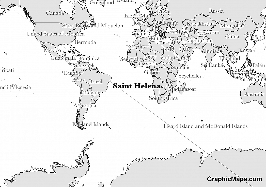 Map showing the location of Saint Helena
