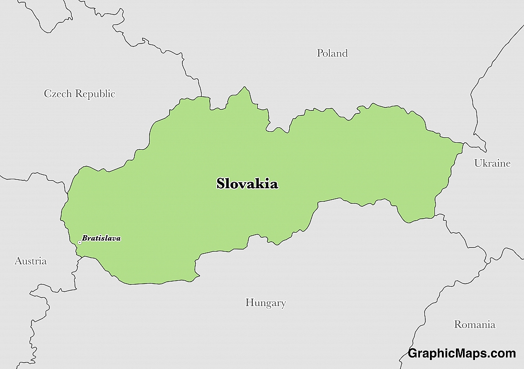 Map showing the location of Slovakia