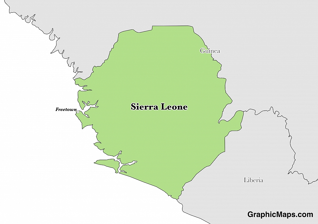 Map showing the location of Sierra Leone
