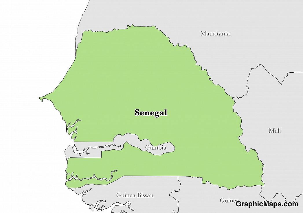 Map showing the location of Senegal