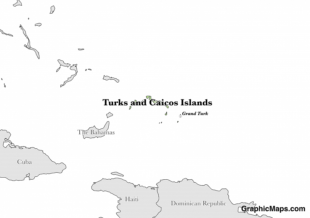 Map showing the location of Turks and Caicos Islands