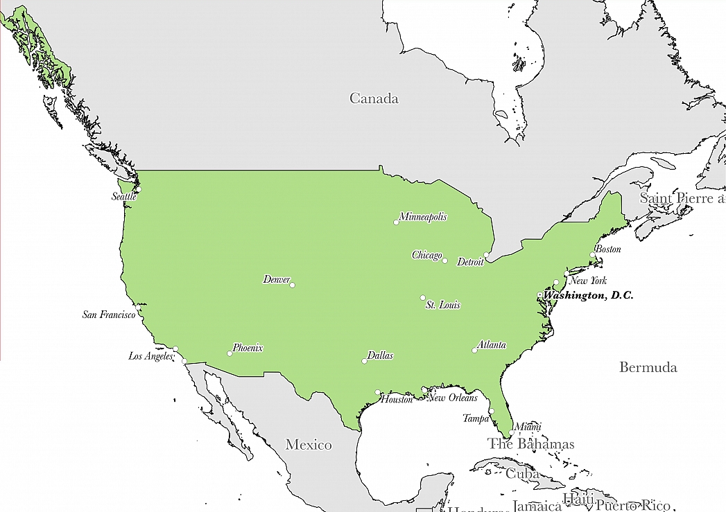 Map showing the location of United States