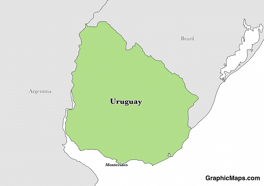 Map showing the location of Uruguay