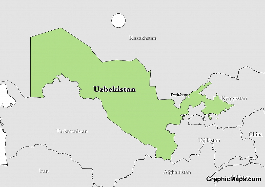 Map showing the location of Uzbekistan
