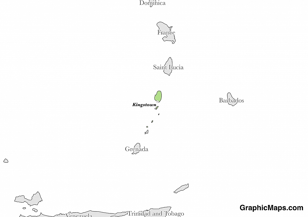 Map showing the location of Saint Vincent and the Grenadines