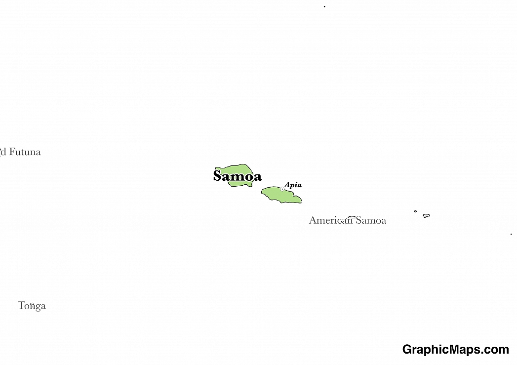 Map showing the location of Samoa